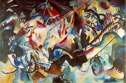 Rectangular, multicoloured abstract painting