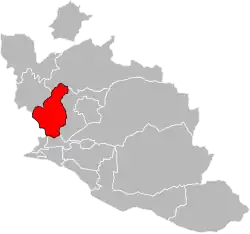 Situation of the canton of Sorgues in the department of Vaucluse
