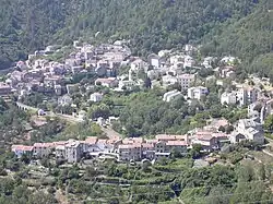 The churches and surrounding buildings in Venaco