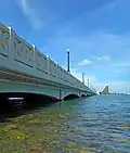 View from water level towards Miami Beach