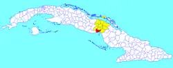 Venezuela municipality (red) within Ciego de Ávila Province (yellow) and Cuba