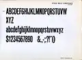 Type specimen showing Venus Bold Condensed with uppercase and lowercase letters