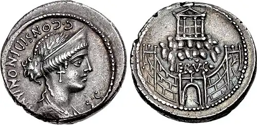 Roman coin depicting the temple