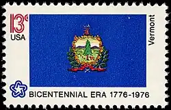 The Vermont state flag as depicted in the 1976 bicentennial postage stamp series