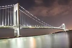 Verrazzano–Narrows Bridge, as seen from Brooklyn at night