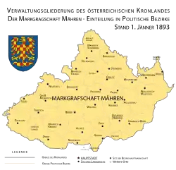 Administrative division of Moravia as crown land of Austria in 1893