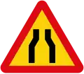 Road narrows (both sides)