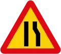 Road narrows (right)