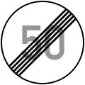 Common maximum speed limit derestriction sign