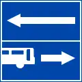 I.413c: One way street with a contraflow lane for buses