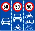 P.127c: Speed limits and vehicle classes allowed per lane
