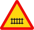 W.210: Railway crossing with gates ahead