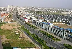 Looking southeast on the city, with downtown at the upper left (2007)