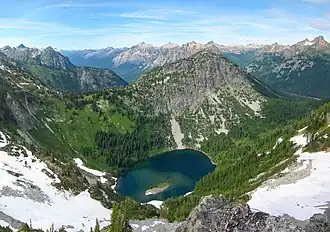 Crooked Bum seen from Maple Pass on opposite side of Lake Ann