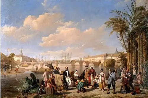 View of Puente de España, the bridge that once connected Binondo from Ermita. (1800s)