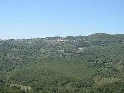 The rural area surrounding Villa Littorio (in the middle) as seen from Sacco