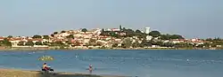 View of the town across the "Lac de la Raho"
