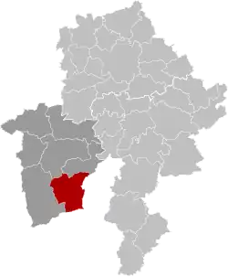Location of Viroinval in the province of Namur