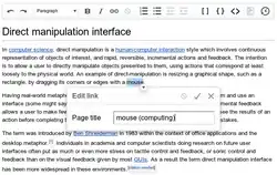 Screenshot of a visual editor with a pop-up window for changing a link embedded in the text.