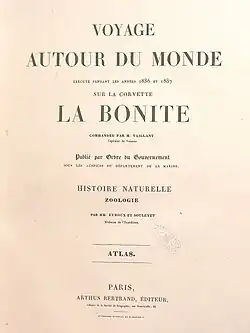 Cover page of account of the voyage of the Bonite