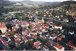 An aerial view of Siorac-en-Périgord