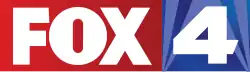 From left to right: a red box containing the Fox logo in white; and a blue box with sublimated blue searchlights either side and a large white bold sans-serif numeral 4.