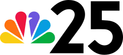 The NBC peacock next to a sans serif "25" in black.