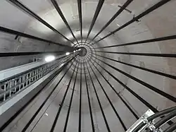 Image 23Inside view of a wind turbine tower, showing the tendon cables (from Wind turbine)