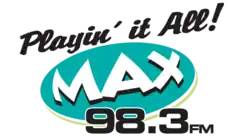 MAX 98.3 logo used from 2006 through 2021, and again from 2025 until the sale to Radio Training Network