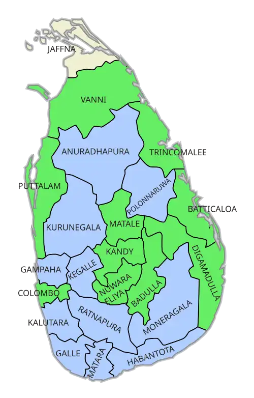 Majorities according to electoral districts