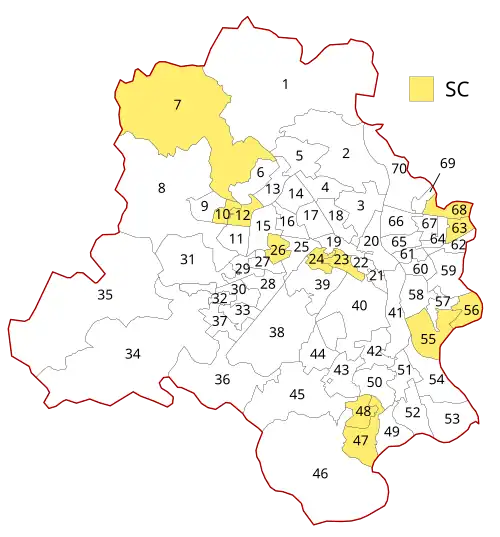 The 12 SC-reserved constituencies of Bihar are spread out geographically.
