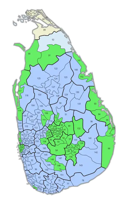 Majorities according to polling divisions