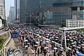 Both lanes of Wai Yip Street opposite Hoi Bun Road filled with marchers