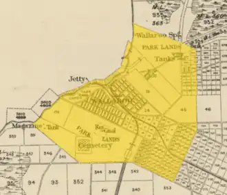 1874 boundaries of Wallaroo Town shown on an excerpt of an 1888 map of the hundred
