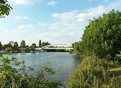 Image 2Walton Bridge built in the 2010s is a landmark of the northerly Spelthorne and Elmbridge boroughs (from Portal:Surrey/Selected pictures)