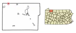 Location of Bear Lake in Warren County, Pennsylvania.