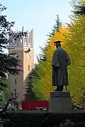 Statue of Ōkuma Shigenobu overlooking the auditorium