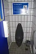 Waterless urinal for women at a station in Frankfurt, Germany