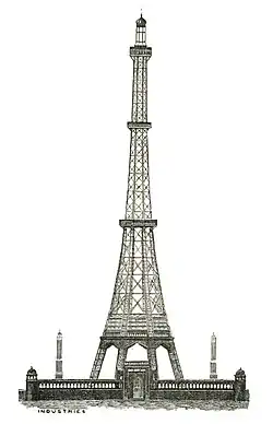 line drawing of tower structure with 8 legs