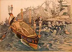 The wizard overhears a group of munes from a canoe