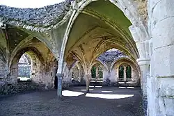 Image 6Remains of the undercroft of the lay brothers' refectory at Waverley Abbey, near Farnham, main town of the Borough of Waverley (from Portal:Surrey/Selected pictures)