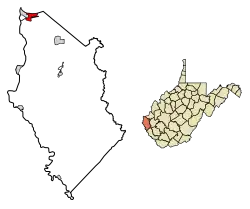 Location of Ceredo in Wayne County, West Virginia