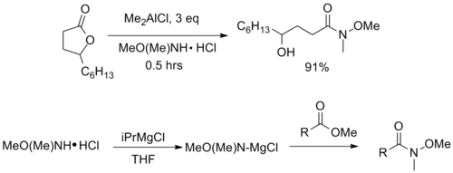 Example of syntheses from esters and lactones
