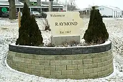 Iowa Shaped Welcome Sign in Raymond