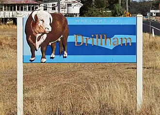 Welcome to Drillham sign, 2019