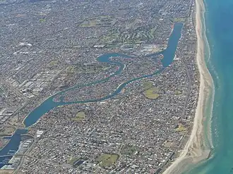 West Lakes, Adelaide. Delfin Island is in the centre.