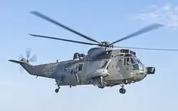 German Navy Westland Sea King takes off from USS Oak Hill