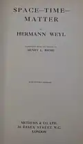 Space, Time, Matter by Hermann Weyl (English, 1922: translated from German by Brose)