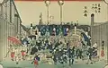 View from the bridge in Tokyo from the series of 53 Tokaido stations (Japan)
