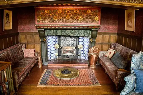 Morris wall covering, carpets and furnishing cloth at Wightwick Manor